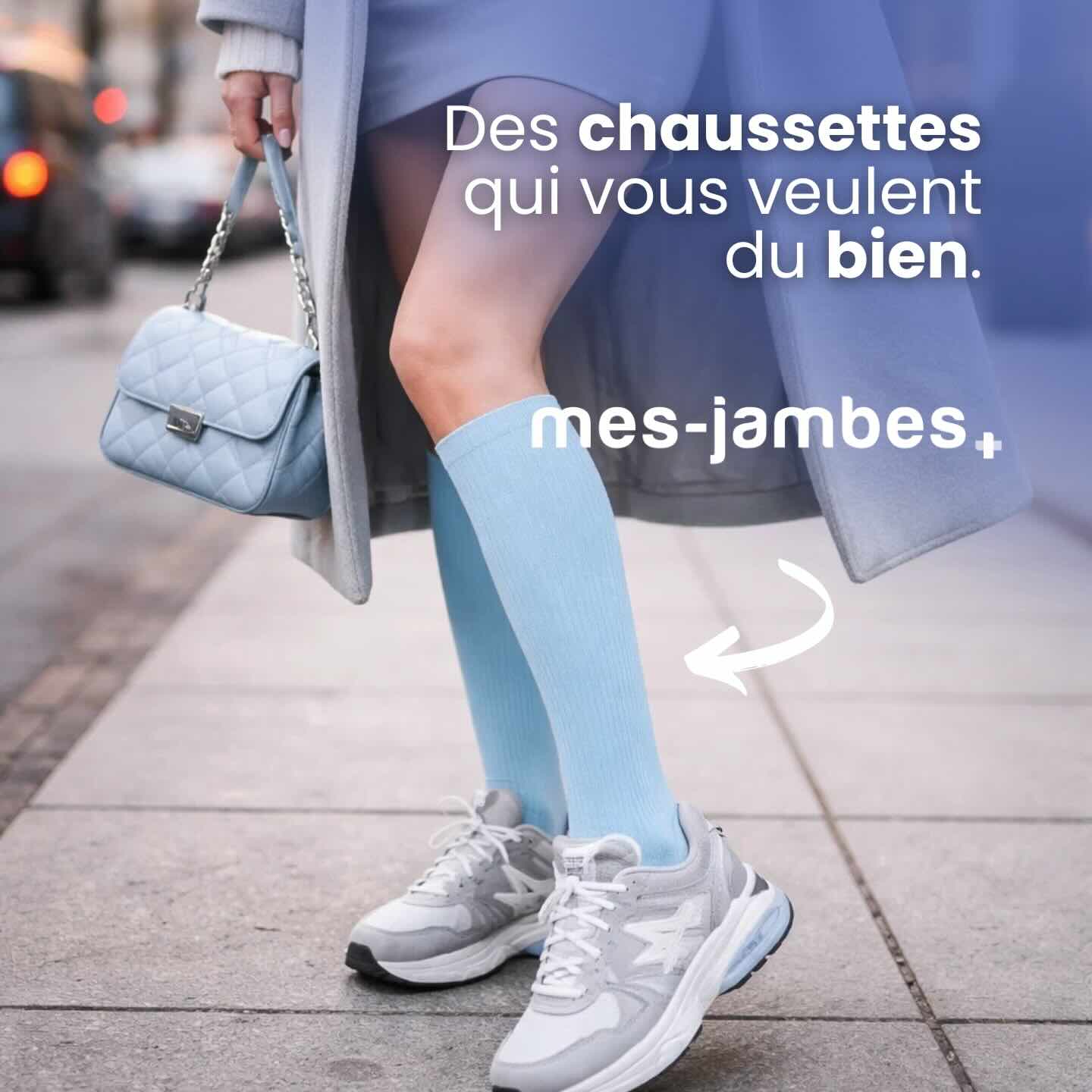 Chaussette contention tendance : bleu ciel