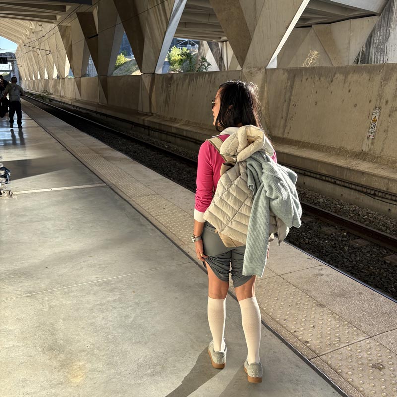 Chaussettes Legger éco-fibre en voyage